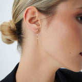 14K Linear Bar Triple Diamond Drop Earrings  Ferkos Fine Jewelry