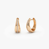 14k Gold Teardrop Diamond Hoop Earrings 14K Rose Gold Ferkos Fine Jewelry