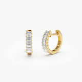 14k Distinctive Baguette Diamond Huggies 14K Gold Ferkos Fine Jewelry