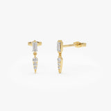 14k Baguette & Round Diamond Dangle Spike Earrings 14K Gold Ferkos Fine Jewelry