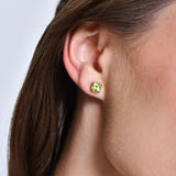14K Asscher Cut Peridot Stud Earrings Ferkos Fine Jewelry