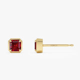 14K Asscher Cut Garnet Stud Earrings Ferkos Fine Jewelry