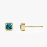 14K Asscher Cut London Blue Topaz Stud Earrings Ferkos Fine Jewelry
