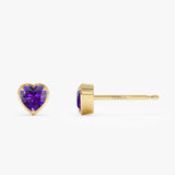 14K Heart Shaped Amethyst Stud Earrings Ferkos Fine Jewelry