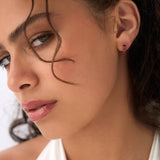 14K Prong Set Garnet Half Hoops Ferkos Fine Jewelry