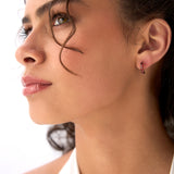 14K Prong Set Garnet Half Hoops Ferkos Fine Jewelry