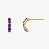 14K Prong Set Amethyst Half Hoops Ferkos Fine Jewelry