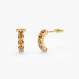 14K Prong Set Citrine Half Hoops 14k Gold Ferkos Fine Jewelry