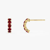 14K Prong Set Garnet Half Hoops Ferkos Fine Jewelry