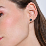 14K Cushion Shaped Round London Blue Topaz Stud Earrings Ferkos Fine Jewelry
