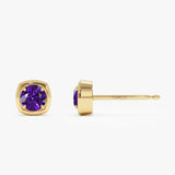 14K Cushion Shaped Round Amethyst Stud Earrings Ferkos Fine Jewelry