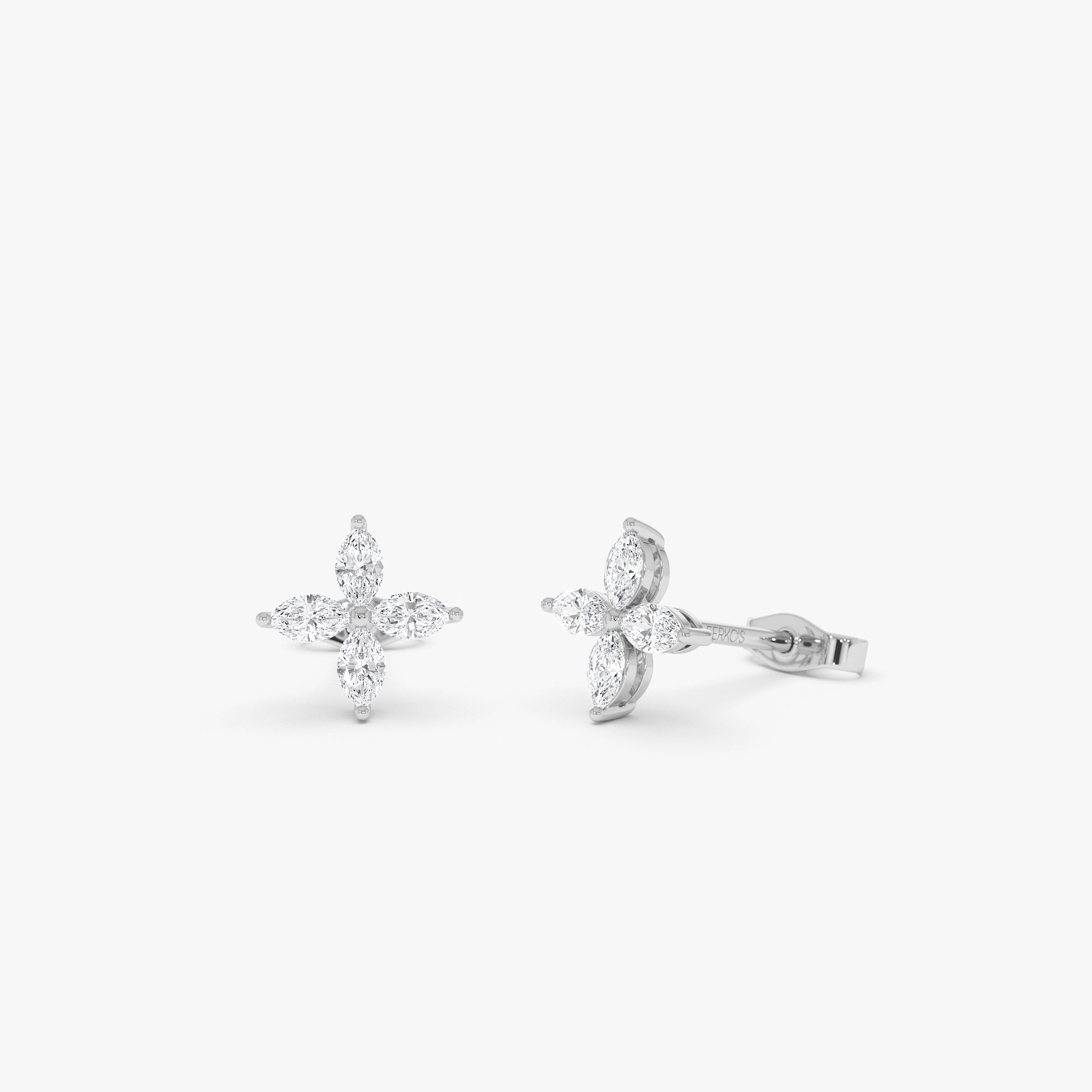 14k Marquise Diamond Cluster Studs 14k White Gold Ferkos Fine Jewelry