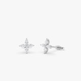 14k Marquise Diamond Cluster Studs 14k White Gold Ferkos Fine Jewelry