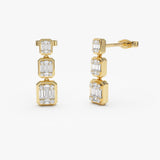 14k Baguette and Round Illusion Setting Diamond Drop Earrings 14K Gold Ferkos Fine Jewelry