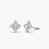 14k Diamond Petal Halo Stud Earrings 14k White Gold Ferkos Fine Jewelry
