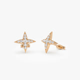 14k Diamond Cluster Star Stud Earrings 14k Rose Gold Ferkos Fine Jewelry
