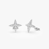 14k Diamond Cluster Star Stud Earrings 14k White Gold Ferkos Fine Jewelry