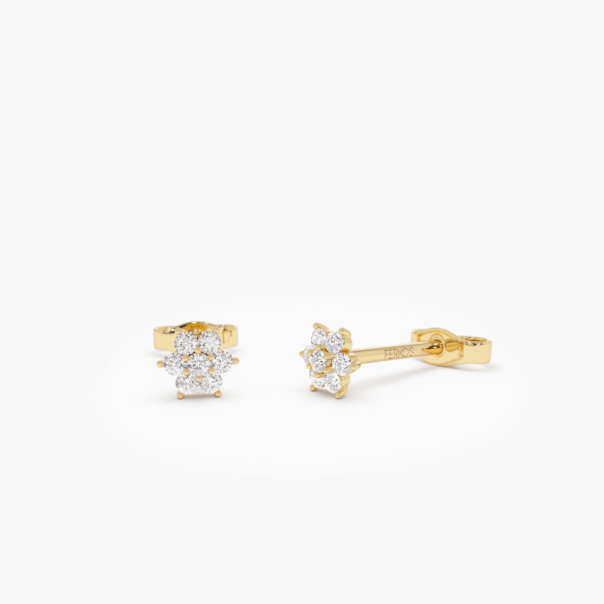 14k Diamond Floral Cluster Stud Earrings 14k Gold Ferkos Fine Jewelry