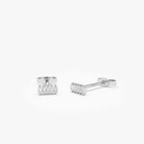 14k Diamond Baguette Bar Stud Earrings 14k White Gold Ferkos Fine Jewelry