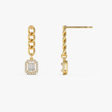 14k Baguette Diamond Halo Chain Earrings Ferkos Fine Jewelry