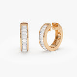 14k Channel Set Baguette Diamond Hoop Earrings Ferkos Fine Jewelry