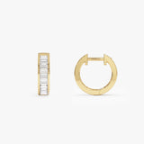 14k Channel Set Baguette Diamond Hoop Earrings Ferkos Fine Jewelry
