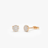 14k Baguette Diamond Halo Earrings 14k Rose Gold Ferkos Fine Jewelry