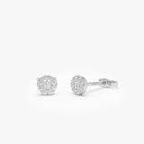 14k Baguette Diamond Halo Earrings 14k White Gold Ferkos Fine Jewelry