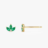 14k Emerald Petal and Diamond Stud Earrings Ferkos Fine Jewelry