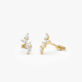 14k Diamond Vine Stud Earrings 14k Gold Ferkos Fine Jewelry