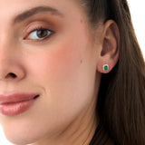14k Emerald and Diamond Halo Stud Earrings Ferkos Fine Jewelry
