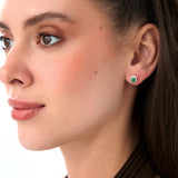 14k Emerald and Diamond Halo Stud Earrings Ferkos Fine Jewelry