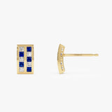 14k Princess Cut Sapphire and Diamond Stud Earrings Ferkos Fine Jewelry