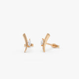 14k Yellow Gold Diamond Bar Stud Earrings Ferkos Fine Jewelry