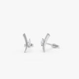 14k Yellow Gold Diamond Bar Stud Earrings 14K White Gold Ferkos Fine Jewelry
