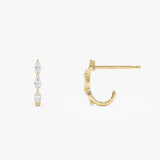 14k Gold Marquise Diamond Open Hoop Earrings Ferkos Fine Jewelry
