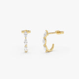 14k Gold Marquise Diamond Open Hoop Earrings 14k Gold Ferkos Fine Jewelry