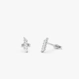14k Gold Geometric Baguette Diamond Studs 14k White Gold Ferkos Fine Jewelry