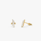 14k Gold Geometric Baguette Diamond Studs 14k Gold Ferkos Fine Jewelry