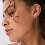 14k Princess Cut Emerald and Diamond Hoop Earrings Ferkos Fine Jewelry