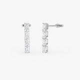 1.60 Ctw 14k Prong Setting Emerald Cut Lab Grown Diamond Dangling Stud Earrings - Alia 14k White Gold Ferkos Fine Jewelry