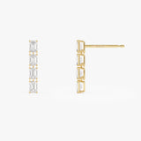 1.60 Ctw 14k Prong Setting Emerald Cut Lab Grown Diamond Dangling Stud Earrings - Alia Ferkos Fine Jewelry