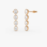 1.60 Ctw 14k Bezel Setting Oval Shape Lab Grown Diamond Dangling Stud Earrings - Bia Ferkos Fine Jewelry