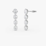 1.60 Ctw 14k Bezel Setting Oval Shape Lab Grown Diamond Dangling Stud Earrings - Bia 14k White Gold Ferkos Fine Jewelry