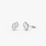 0.75 ctw 14k Lab Grown Marquise Shaped Diamond Double Bezel Stud Earrings - Gaia 14k White Gold Ferkos Fine Jewelry