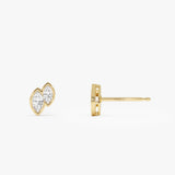 0.75 ctw 14k Lab Grown Marquise Shaped Diamond Double Bezel Stud Earrings - Gaia Ferkos Fine Jewelry