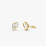 0.75 ctw 14k Lab Grown Marquise Shaped Diamond Double Bezel Stud Earrings - Gaia 14k Gold Ferkos Fine Jewelry