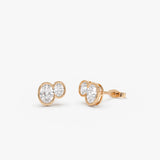 1.00 ctw 14k Lab Grown Oval Shaped Diamond Double Bezel Stud Earrings - Elia Ferkos Fine Jewelry
