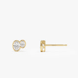 1.00 ctw 14k Lab Grown Oval Shaped Diamond Double Bezel Stud Earrings - Elia Ferkos Fine Jewelry