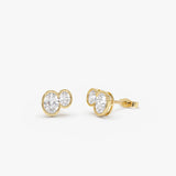 1.00 ctw 14k Lab Grown Oval Shaped Diamond Double Bezel Stud Earrings - Elia 14k Gold Ferkos Fine Jewelry
